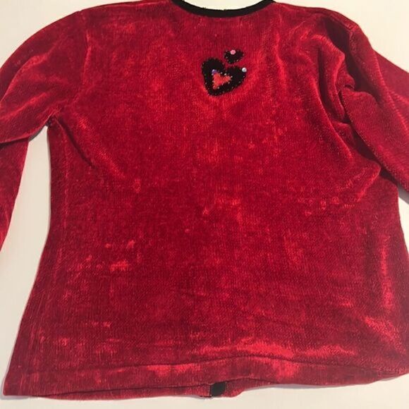 That Sweater Red Beaded with Hearts Button Up Sweater Cardigan Size M - Picture 16 of 16